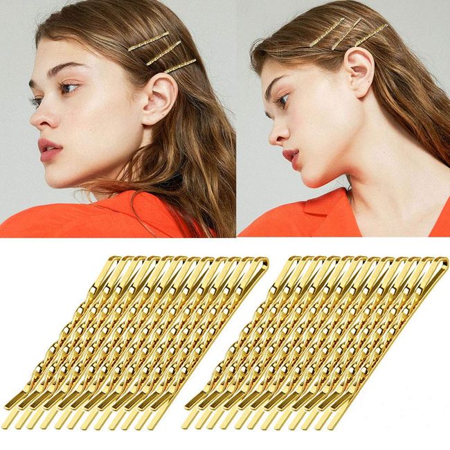 Shefun Hair Pin Gold Bangs Pin American Pin Bangs Clip Arrangement Pin American Pin American Pin Cute Ladies Girls Gold Pin Set of 24 JP151 (A5.5cm)