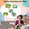 SRV Hub® 17 Pcs Easter Embellishments Set, Easter Chick, Easter Eggs, Easter Flower, Easter Bunnies, Easter Carrots, and Easter Bonnet Hat Easter Decoration and Celebration (Pink)