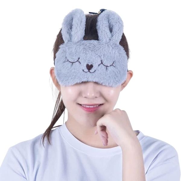 Kids Fluffy Animal Eye Mask for Sleeping [Blue Bunny]