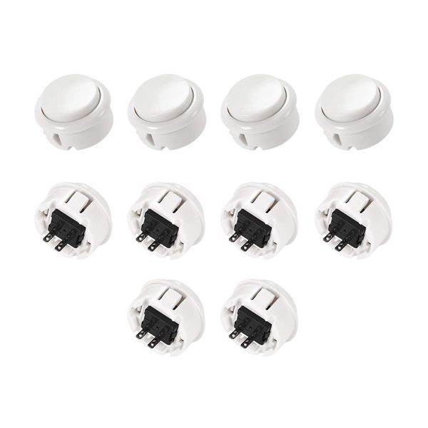 sourcing map 30mm Mounting Hole Momentary Game Push Button Switch for Arcade Video Games White 10pcs