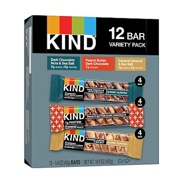 KIND Nut Bars Favorites Variety Pack, Dark Chocolate Nuts and Sea Salt, Peanut B