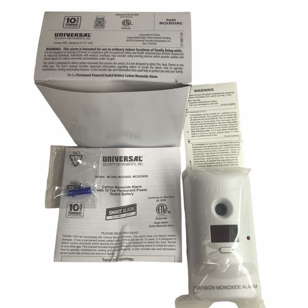 Universal Security Instruments MCD305SBQ CARBON MONOXIDE DETECTOR NEW