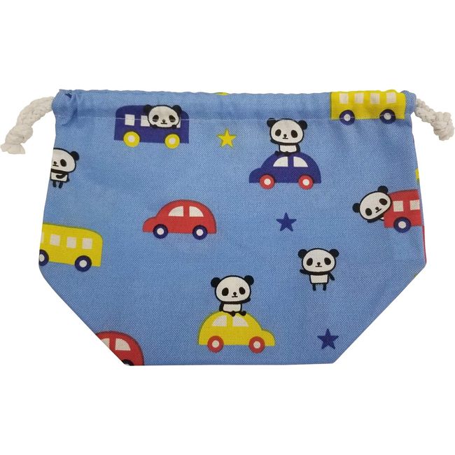 GE0910 6B Cute Character Panda Lunch Bag, Bento Box, Gusset, 10.6 x 7.5 x 5.3 inches (27 x 19 x 13.5 cm), Blue, Panda and Car