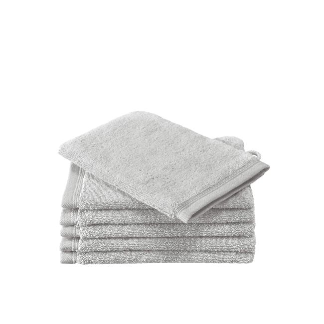 De Witte Lietaer Contessa Luxe Set of 6 Wash Cloths, Cotton, Light Grey, 16 x 22 cm