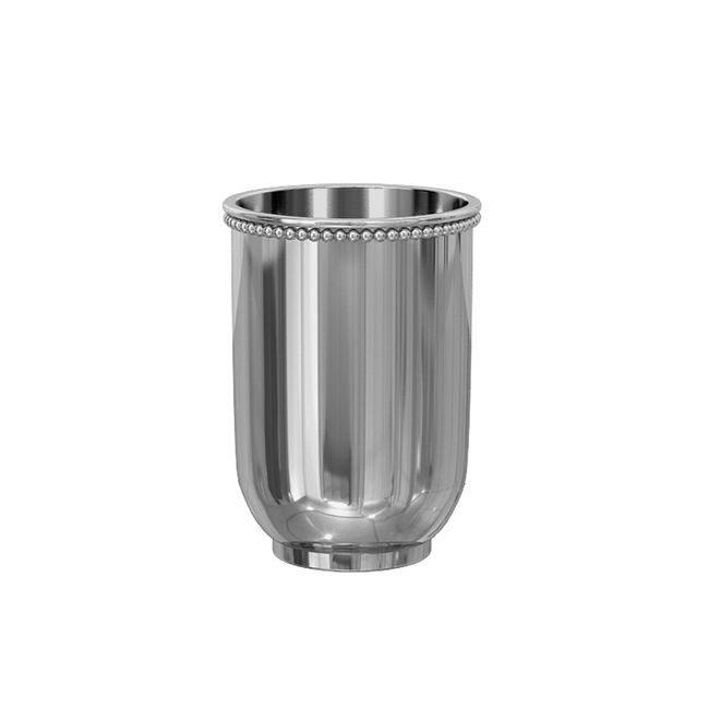 nu steel CHC5H 18/8 Stainless Steel Chic Collection Beaded, Decorative, Cup Holder, Tumblers for Bathroom Countertops, Desk, Dorm, and Vanity Shiny Finish, Clear
