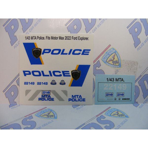 MTA NY Police 1:43 Water Slide Decals Fits Motormax 2022 Explorer. New for 2024