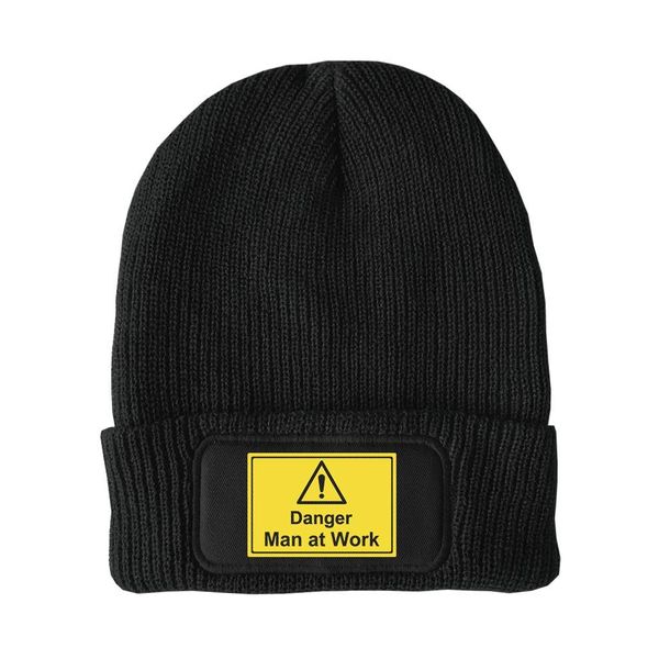 FatCuckoo - Danger! Man at Work- Unisex Winter Thinsulate Beanie Hat Black