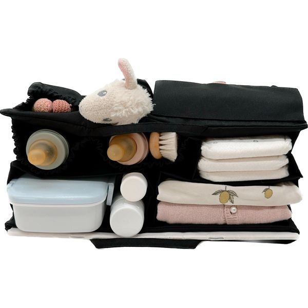 lilibell Windeltasche für Newborn Baby Essentials, Handtaschen Organizer für Eltern, Taschenorganizer mit Fach, Flexibel und Waschbare Wickeltasche für Baby, Ideal für Reisen, Classic Schwarz