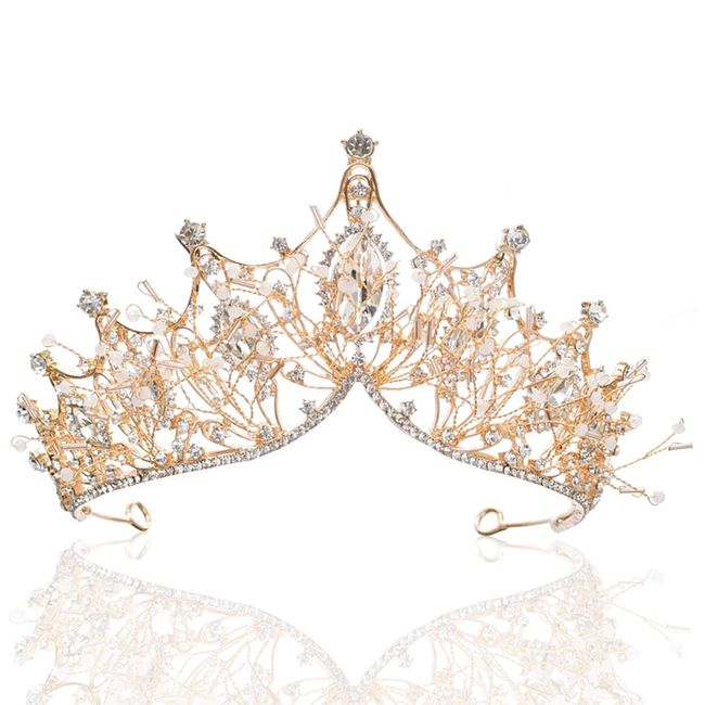 ysister Kristall Tiara Krone,Hochzeit Diadem,Strass Prinzessin Tiara Krone Tiara,Krone Strass,Pageant Braut Tiara Krone,für Hochzeitsfeier,Cosplay,Geburtstag,Halloween,Festzüge,Bankett (Gold)