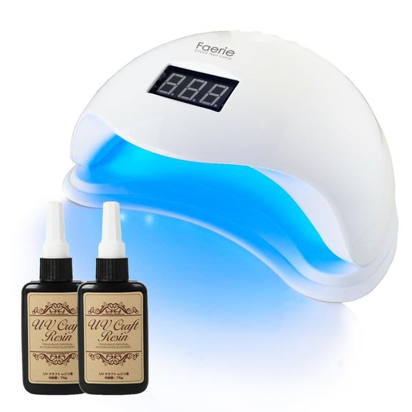  Gel nails/craft resin UV+LED 48w UV LED light 2in1 with motion sensor UV LED dual light + resin liquid 75g (2 bottles)