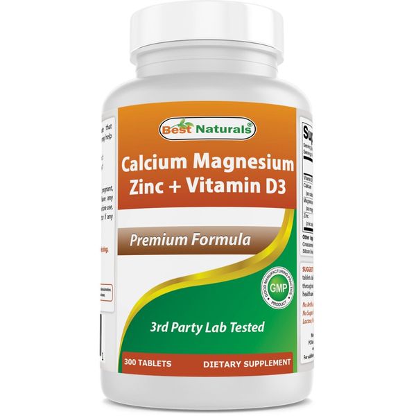 Best Naturals Calcium Magnesium Zinc with Vitamin D3, 300 Tablets