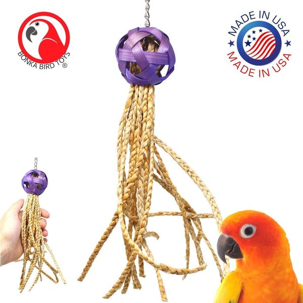 Bonka Bird Toys 1616 Foraging Octopus Chew Tug Pull Medium Parrot Cage Toy Pet