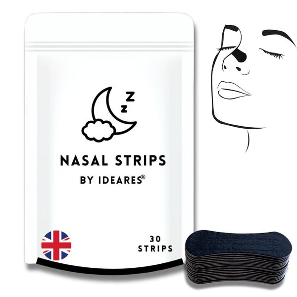 Nasal Strips for Snoring, 30 Pcs Breathing Nose Strips, Premium Black Breathe Tape, Anti Snoring Device, Improved Nasal Breathing, Instantly Relieves Nasal Congestion, Reduces Snoring