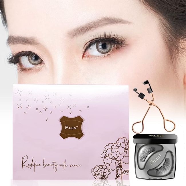 MLEN Magnetic False Eyelashes, Genuine (Celebrity) Magnetic False Eyelashes, 8 Types, Includes Dedicated Curler