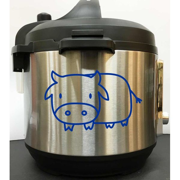 Moo Cow Drawing Decal Sticker - Blue Vinyl Decal Sticker for Instant Pot Instapot Pressure Cooker