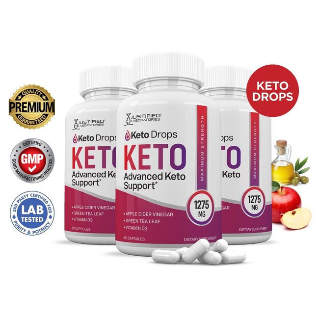 Keto Drops Keto ACV Pills 1275 MG Stronger Than Gummies Keto Support 3 Bottle