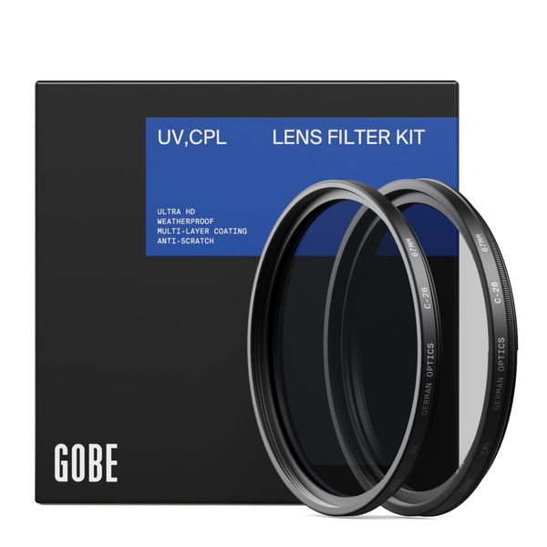 Gobe 49mm UV + Circular Polarising (CPL) Lens Filter Kit (Pro)