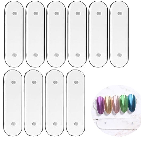 Aisetmoon Nail Art Strip (Pack of 10) Nail Art Display Stand Nail Sample Display Board Display Board Nail Tip Stick with Magnet Sample Tip Paste Board for Nail Tips, Clear