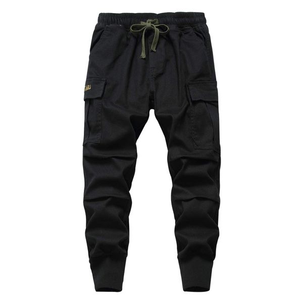 TLAENSON Boys Joggers Cargo Pants for Boys Drawstring Elastic Waist Cotton Twill Jogging School Pants Black Size 150 10-11 Years