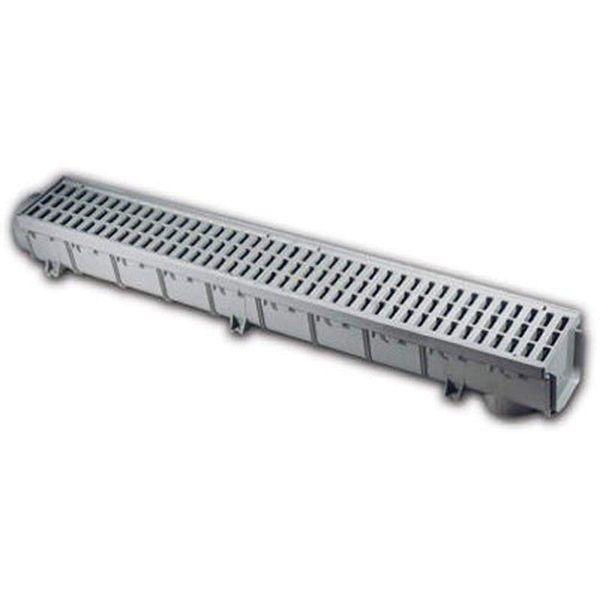 NDS Pro Series Drain Kit 5-1/2 in. X 39-3/8 in. Deep Profile Channel, Gray Plastic Grates, End Caps/Outlet, 5