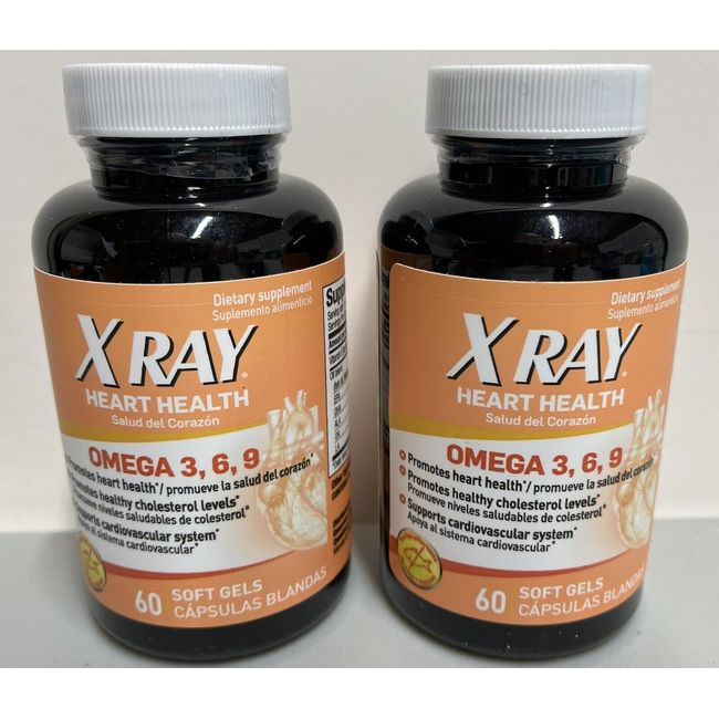 X Ray Heart Health Omega 3/6/9 Cholesterol Cardiovascular 60 Softgels Exp 7/24