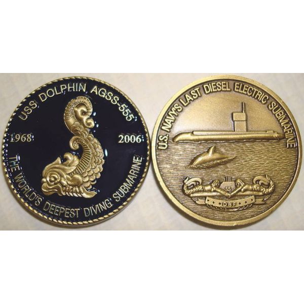 NAVY USS DOLPHIN AGSS-555  SUBMARINE CHALLENGE COIN