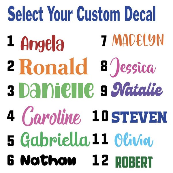 Personalized Custom Font Name Decal Sticker Compatible with Tumbler Cups, Laptop, Phones, RV, Boats, Helmets, Hardhats, Notebooks, and Vehicles (Glitter Colors Available)