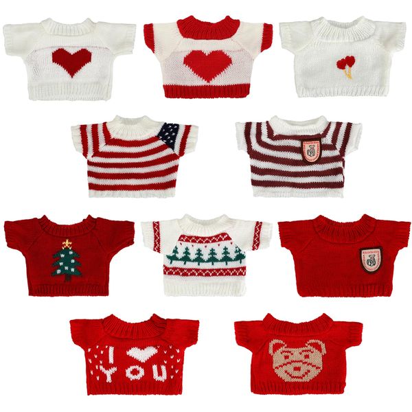 Bencailor 10 Pieces Christmas Elf Doll Clothes Set Elf Clothes Christmas Elf Accessories Winter Christmas Elf Outfits Elf Knitted Clothing Santa Clothing Sweater for Doll Accessories(Cute Style)