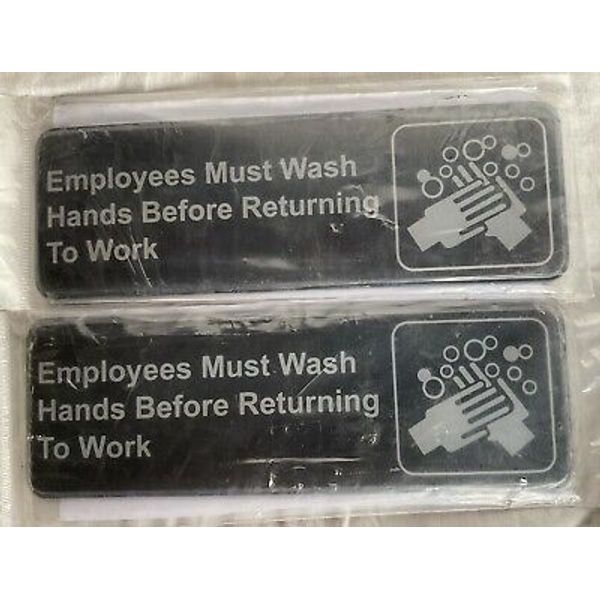 2 Pack Update S3925BK Employee Hand Washing OSHA Notice Sign  Plastic Black NEW