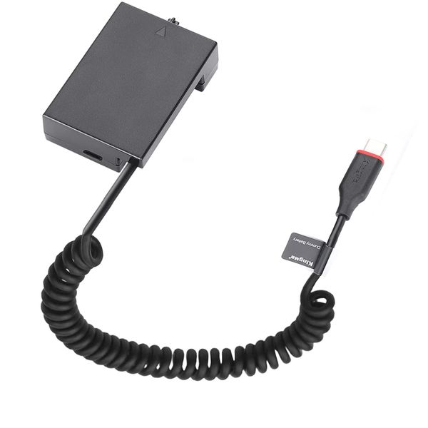 King Ma LP-E8 Dummy Battery Decoded LP-E8 Battery Replacement with Type-C Spring Power Adapter Cable for Canon EOS 550D 600D 650D 700D Cameras