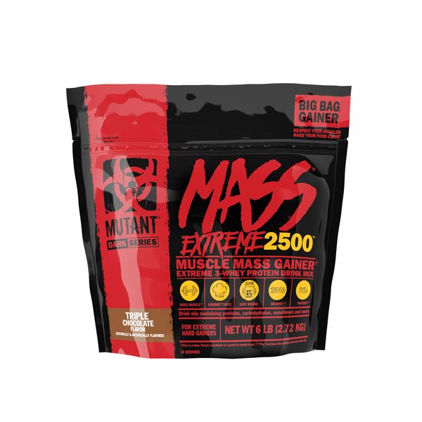 Mutant Mass Extreme Gainer – Whey Protein Powder – Build Muscle Size and Strength – High Density Clean Calories – 6 lbs – Triple Chocolate