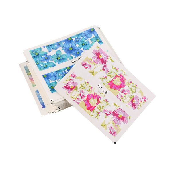 Water Nail Stickers, Floral Pattern, 50 Varieties, Ultra-thin, Overlay