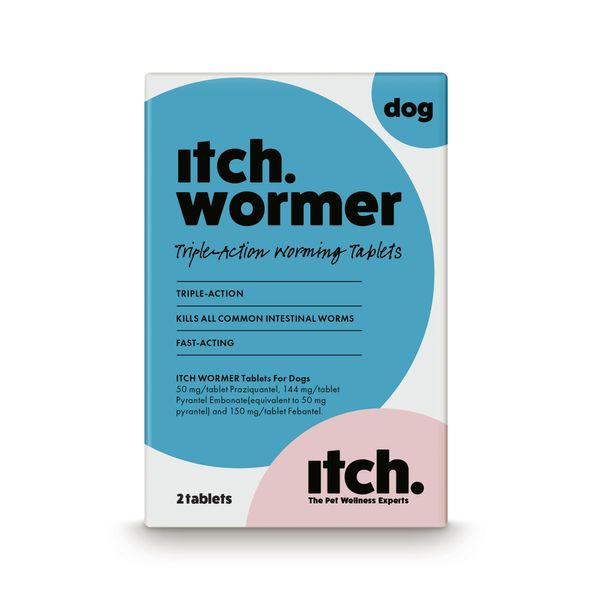 Itch | Worming Tablets for Dogs | 2 Pack | Treats Roundworms, Tapeworms, Hookworms and Whipworms | Kills Worm Larvae (packaging may vary)