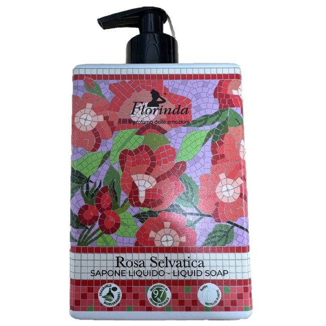 Florinda Fragrance Liquid Soap, 16.9 fl oz (500 ml), Mosaic, Wild Rose