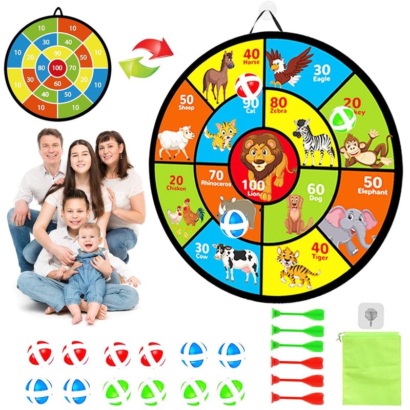 Large Dart Board For Kids With Stand, Double Sided Kids Dart Board With