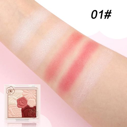 Boobeen Fard compatto per il viso, Matte Shimmer Baked Cream Blush Cheeks Powder Palette Buildable Blusher Powder Makeup for a Radiant Long-Lasting Natural Glowing, with Brush