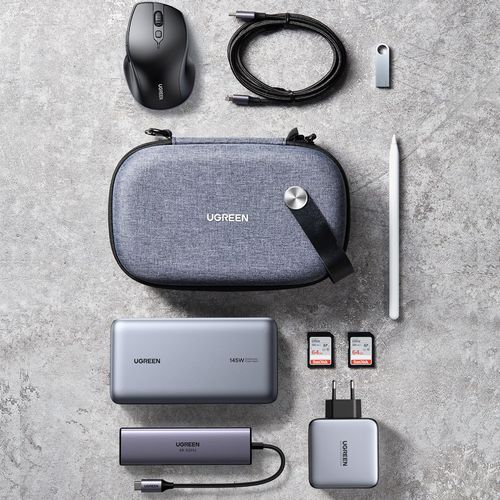 UGREEN Case Electronic Organiser Cable Bag, Travel Organisation Power Bank Bag, Protection for Hard Drives, Mobile Accessories, Cable, USB Stick, SD Cards GPS, blue