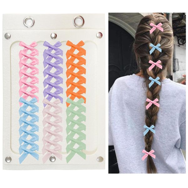 36Pcs Hair Bow Ribbons and 1pc Girls Hair Accessories Hanging Bow Holder, Cute Bowknot Barrettes and Bow Hair Clips Bowknot Ribbon Barrettes for Teens, Women Girls Hair Accessories in Six Bright Color