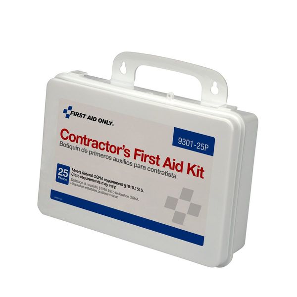 First Aid Only 9301-25P 25-Person Contractor's Emergency First Aid Kit for Home Renovation, Job Sites, and Construction Vehicles, 176 Pieces