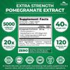 Extra Strength Pomegranate 20:1 Extract, 5000 Mg Strength, 40% Ellagic Acid, ...
