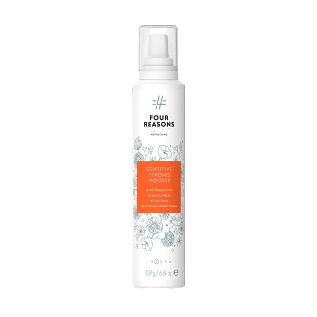 FOUR REASONS No Nothing Sensitive Strong Mousse - Fragrance- Styling Mousse - Gives Volume and Hold | 100% Vegan | 200 ml