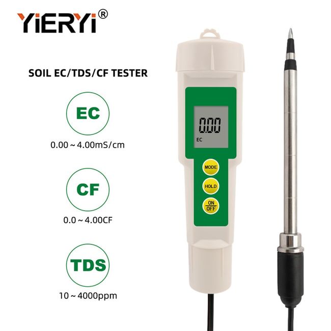 YIERYI 3 in 1 Soil Tester, Double Probe Soil pH Meter, High-Precision