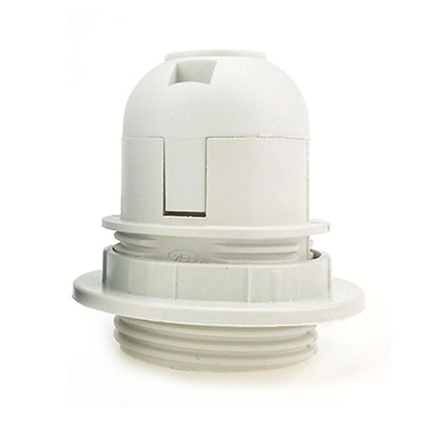 E27 Light Bulb Holder ,Woopower Practical Lamp Pendant Socket -Plastic Lampshade Ring Adapter(White)