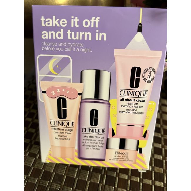 Clinique 4 Pc. Take It Off Set Cleanse & Hydrate Facial Skincare Travel NIB