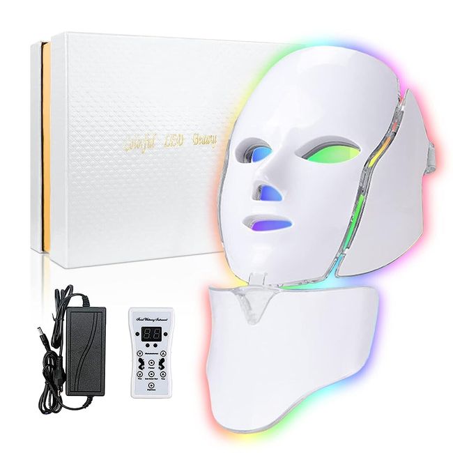 LOUDYKACA Led Face Mask Light Therapy 7 Color Acne Reduction Skin Facial Mask