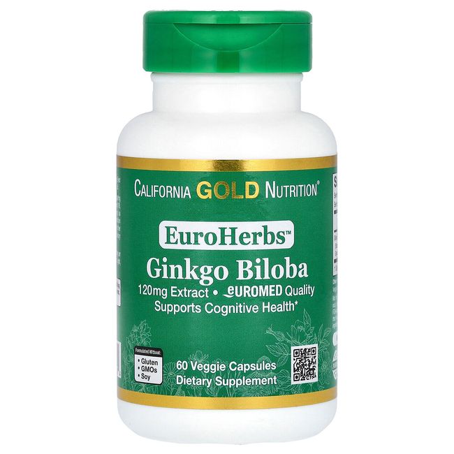 EuroHerbs, Ginkgo Biloba Extract, Euromed Quality, 120 mg, 60 Veggie Capsules