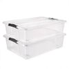 New,2 Pack 40qt Clear Underbed Stackable Storage Bins with Lids and Handles