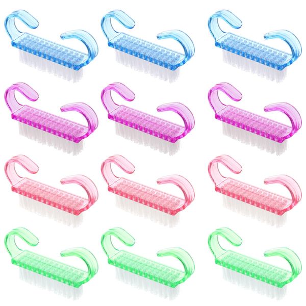 12 Pcs Nail Brush for Cleaning Fingernails, Handle Grip Nail Brushes, Nylon Nail Cleaning Brush, Small Nail Scrubber Brush, Fingernail Brush Cleaner Tools for Toes and Nails