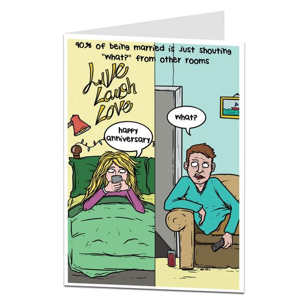 Funny Wedding Anniversary Card for Him & Her