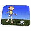 Dish Drying Mat - Boy playing with soccer ball in grass Graphics Cartoon